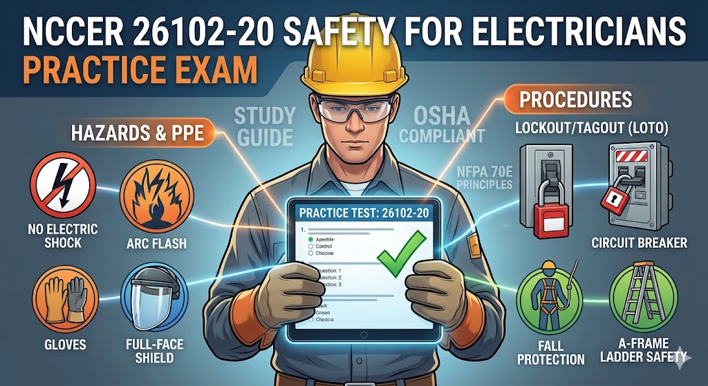 Module 26102‑20 – Safety for Electricians Practice Test Banner