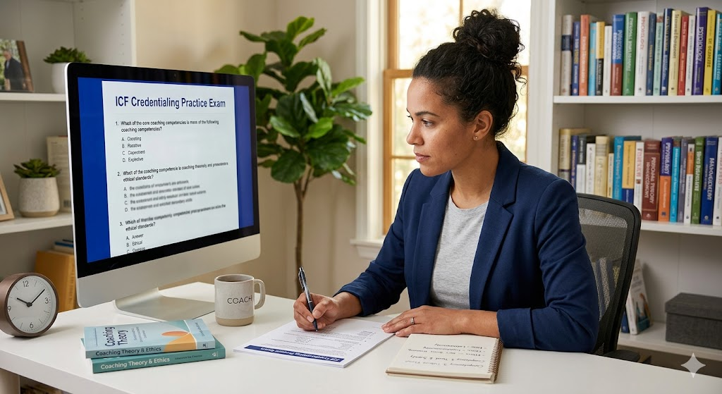 International Coaching Federation (ICF) Credentialing Practice Exam Banner