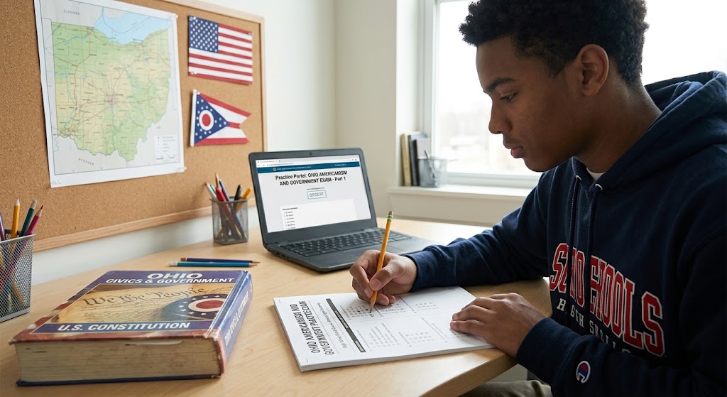 Ohio Americanism and Government Practice Exam Banner