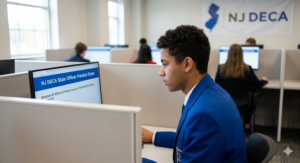 NJ DECA State Officer Practice Exam Banner