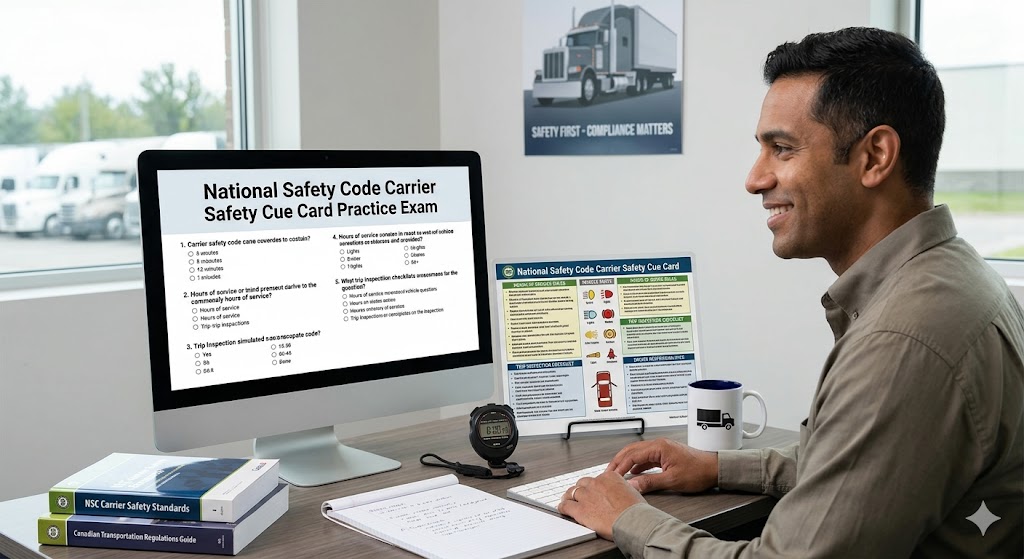 National Safety Code Carrier Safety Cue Card Practice Exam Banner
