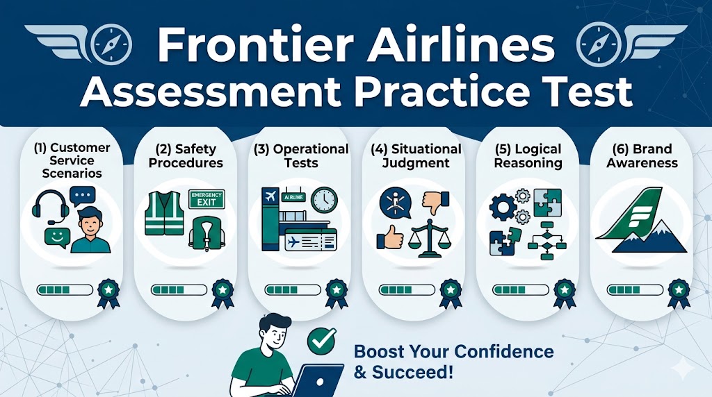 Frontier Airlines Pre-Arrival Practice Test Banner
