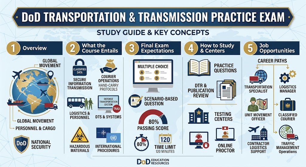 Transmission and Transportation for the Department of Defense (DoD) Practice Exam Banner