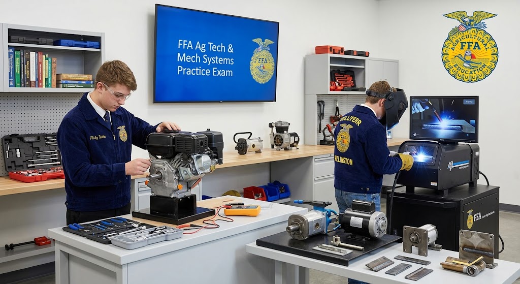Texas Future Farmers of America (FFA) Agricultural Technology and Mechanical Systems Career Development Events (CDE) Practice Exam Banner
