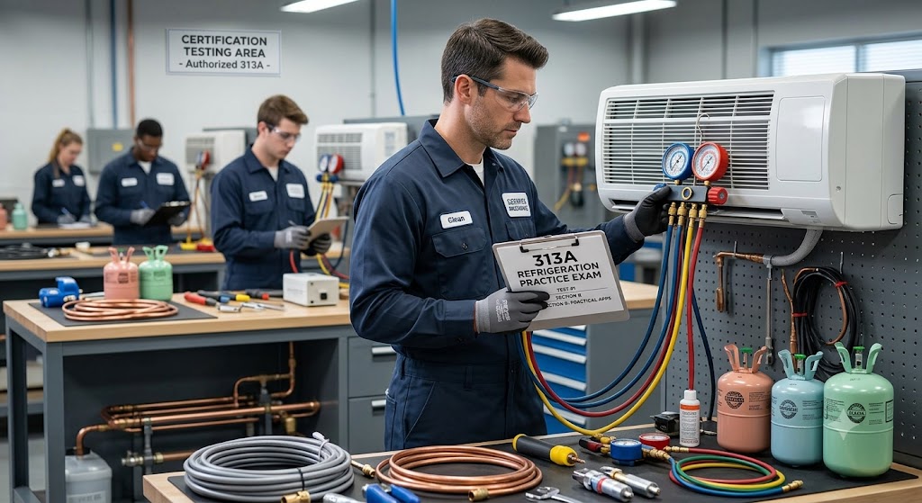 Refrigeration and Air Conditioning Mechanics (313A) Advanced Practice Exam Banner