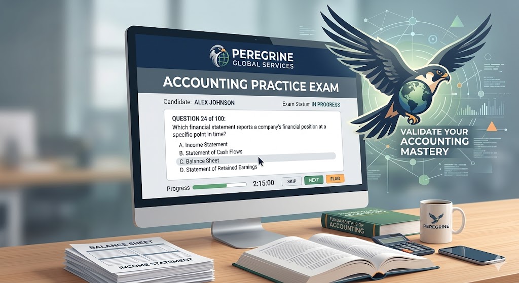 Peregrine Global Services Accounting Practice Exam Banner