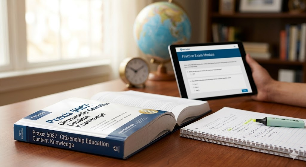 Praxis Citizenship Education Content Knowledge 5087 Practice Test 2026 | Exam Prep Questions Banner