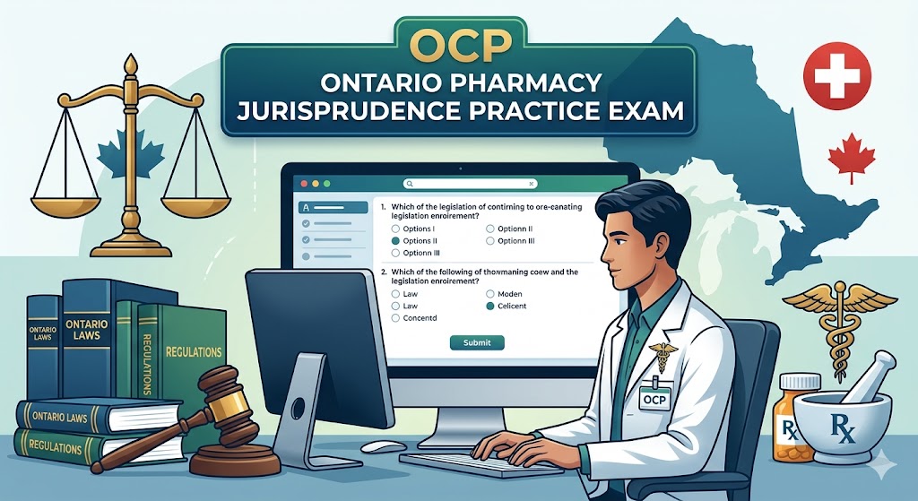 OCP Ontario Pharmacy Jurisprudence Practice Exam Banner