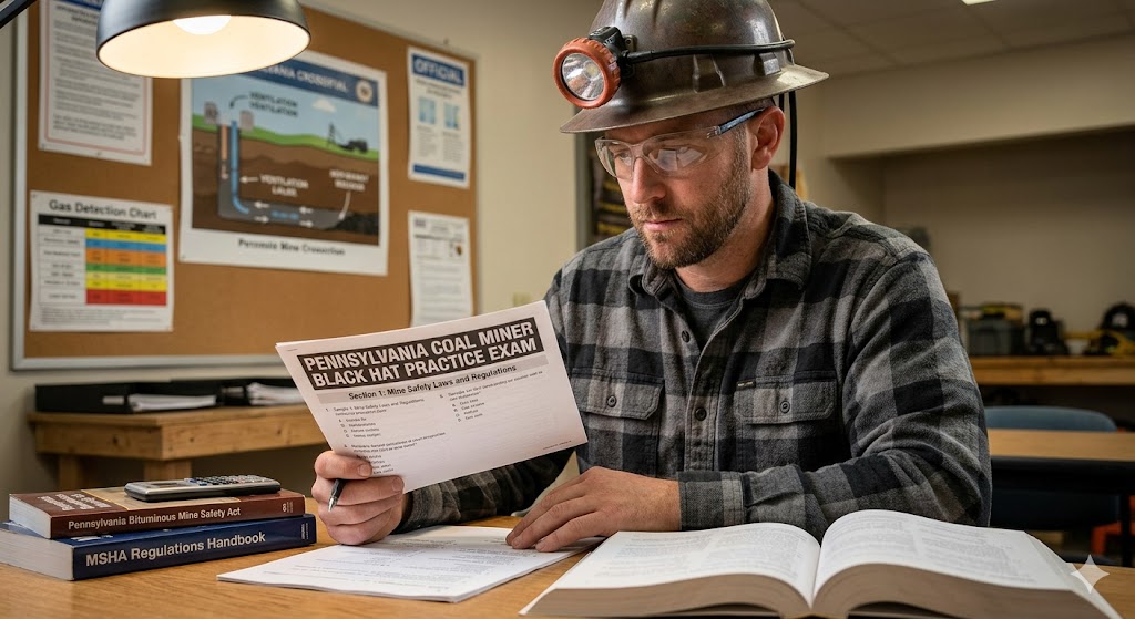 Pennsylvania Coal Miner Black Hat Practice Test Banner