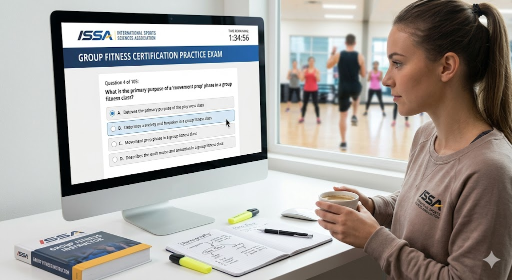 International Sports Sciences Association (ISSA) Group Fitness Certification Practice Exam Banner